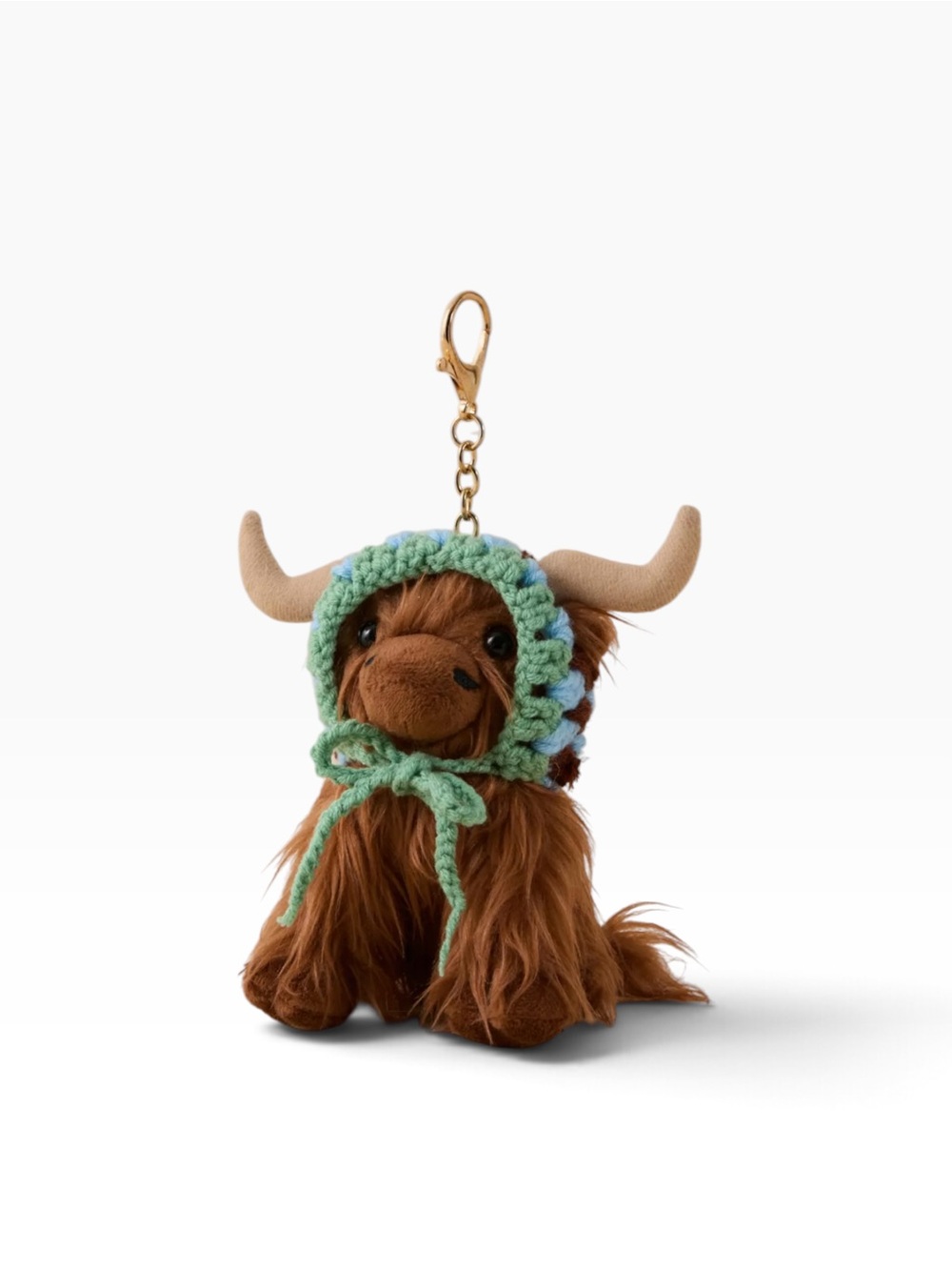 Highland Cow Bonnet Bag Charm Cow Plush Purse Charm Keychain